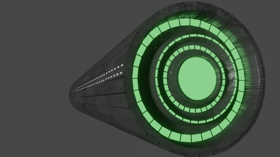 Cigar-UFO futuristic device flying in sky 3D model_2