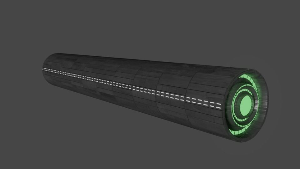 Cigar-UFO futuristic device flying in sky 3D model_3