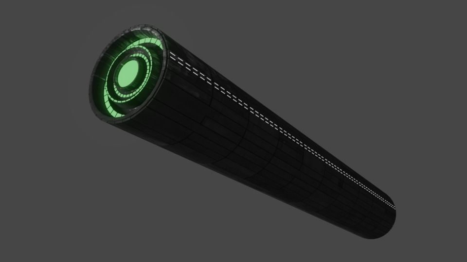 Cigar-UFO futuristic device flying in sky 3D model_1