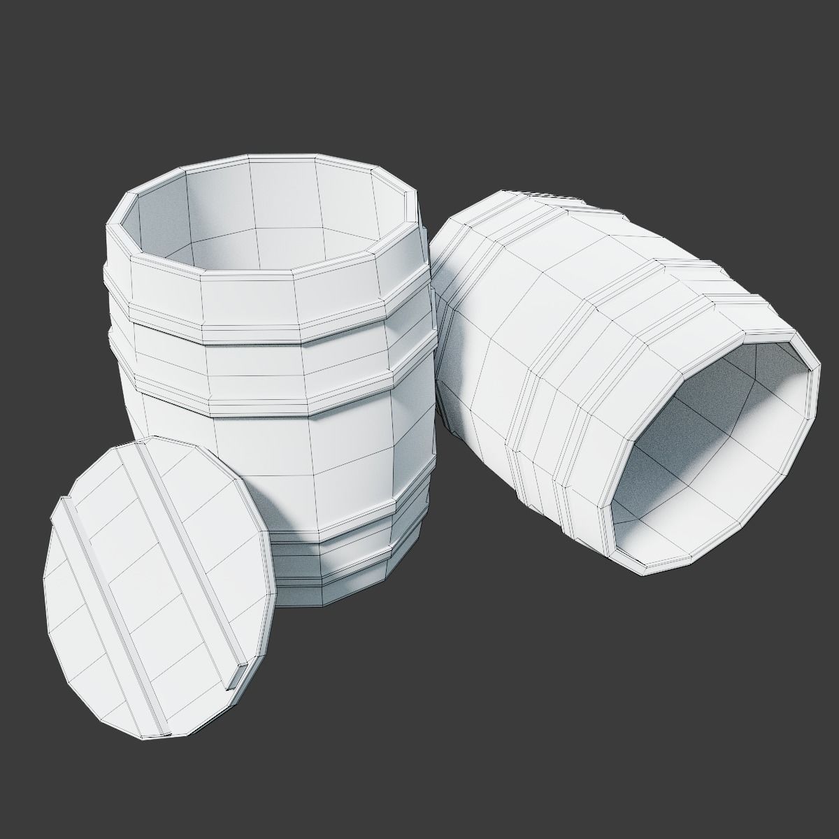 Wooden Barrel Open PBR Low-poly 3D model_6