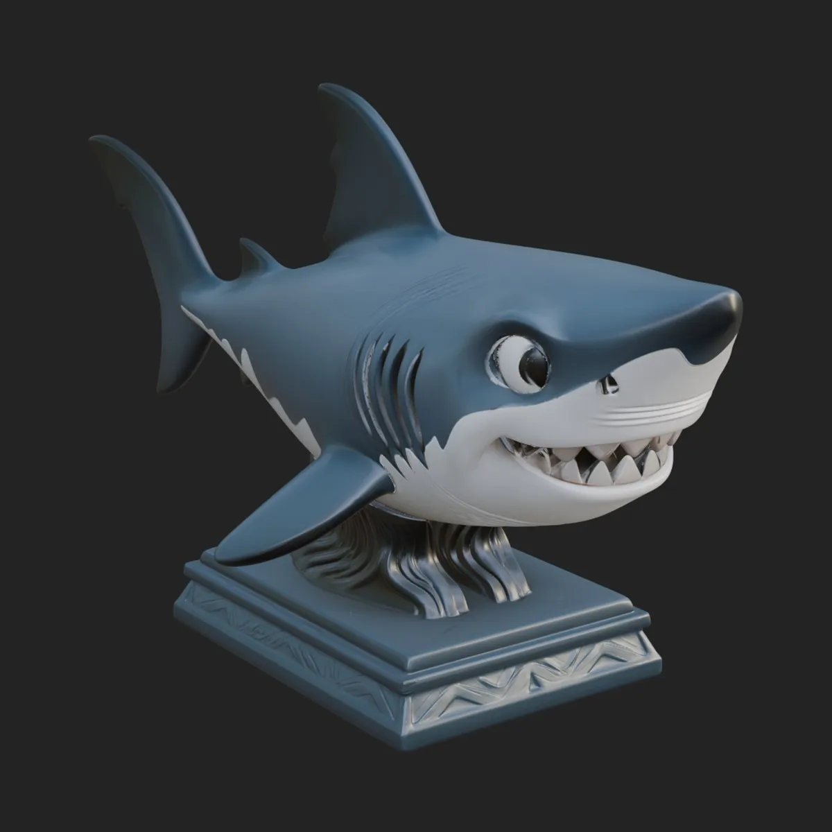 Printable Box Cartoon Cute Cartoon Shark Bust Statue Design 2 - 3D Print Model 3D model 3D ...