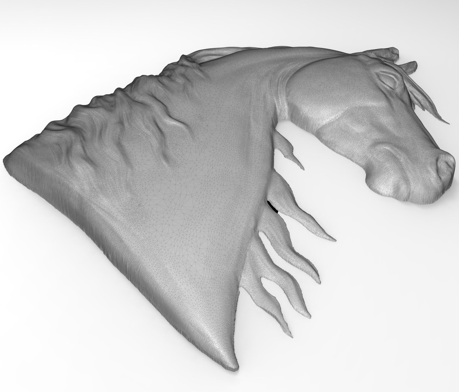 Horse head bas relief for CNC 3D print model_3