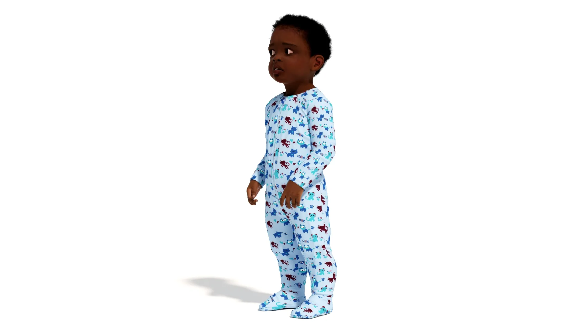 Toddler Black Boy in Full Bodysuit Standing 3D model | CGTrader