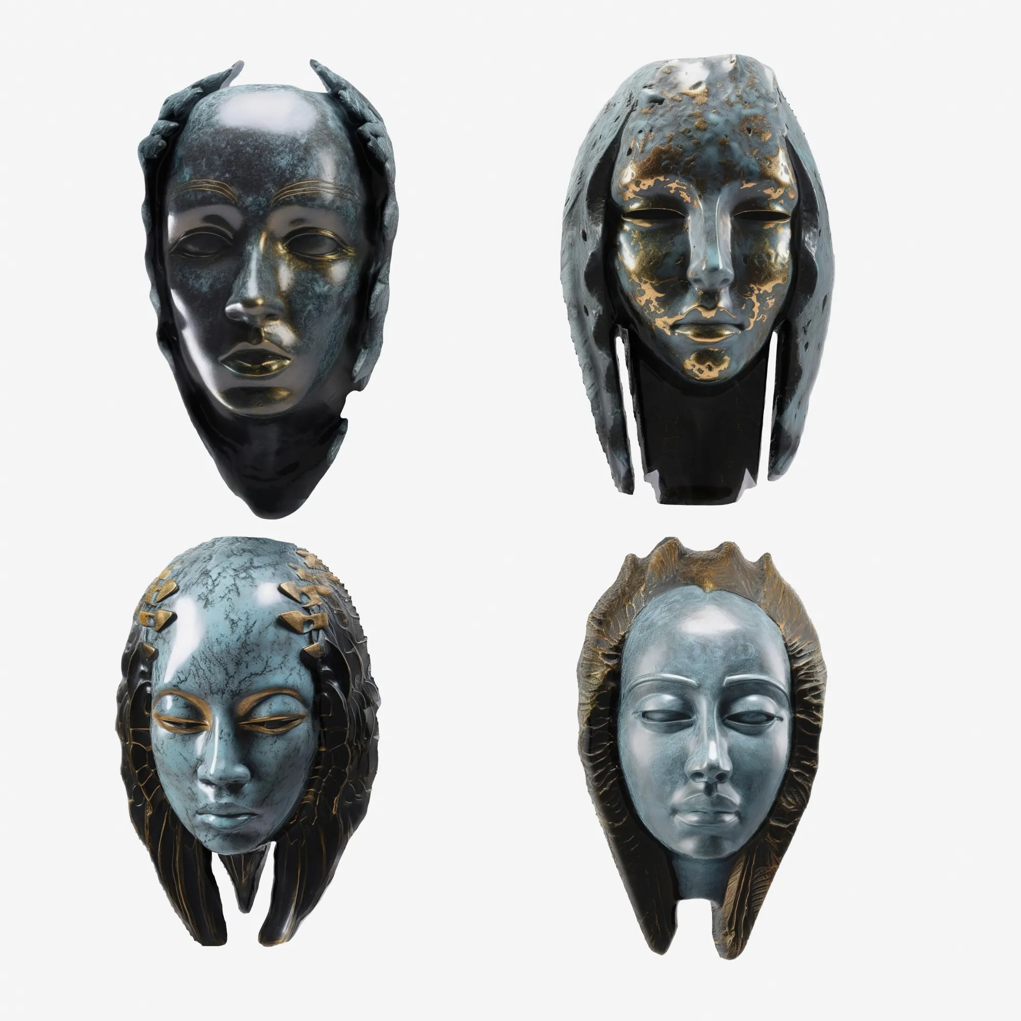 3D model Sculpture Art Mask Pack VR / AR / low-poly | CGTrader