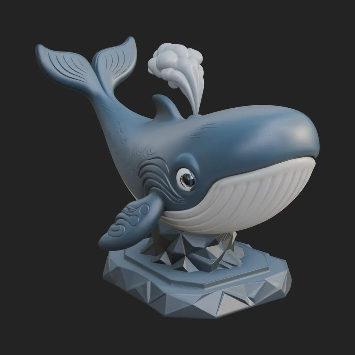 Cute Cartoon Whale Statue Design 2 - 3D Print Model 3D model 3D ...