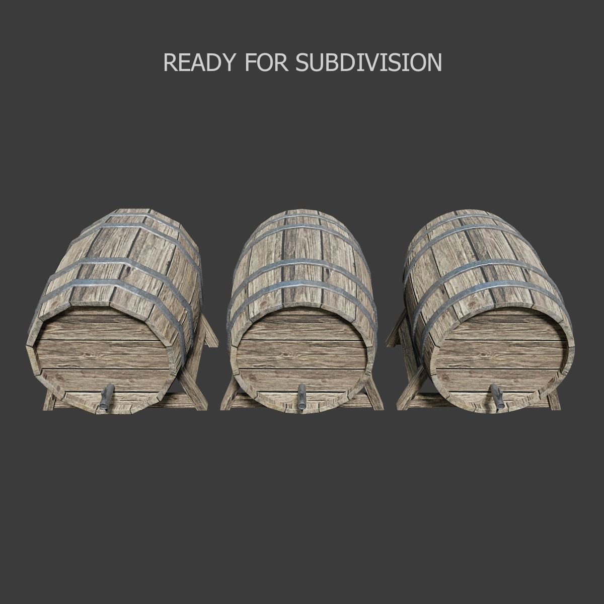 Wooden Wine Barrel PBR Low-poly 3D model_4
