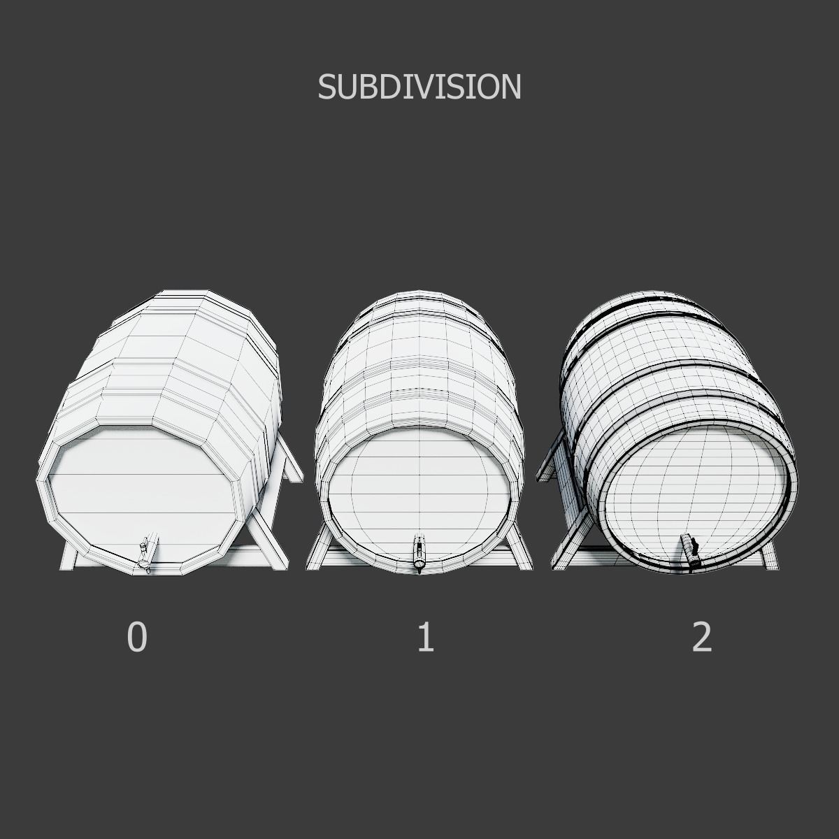 Wooden Wine Barrel PBR Low-poly 3D model_5