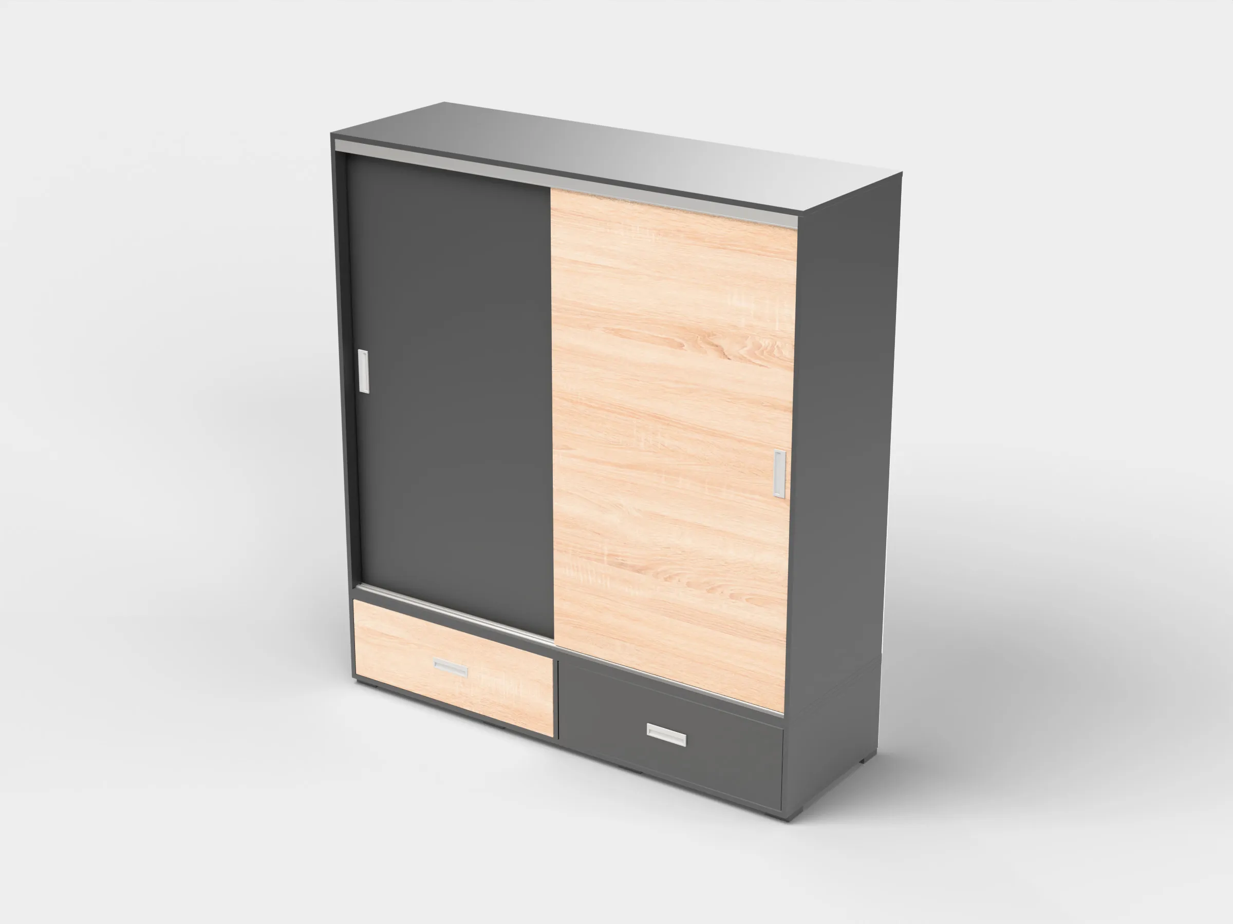Color Suits That Math 3D model Bedroom Wardrobe With Sliding Doors And Drawers VR / AR / low ...
