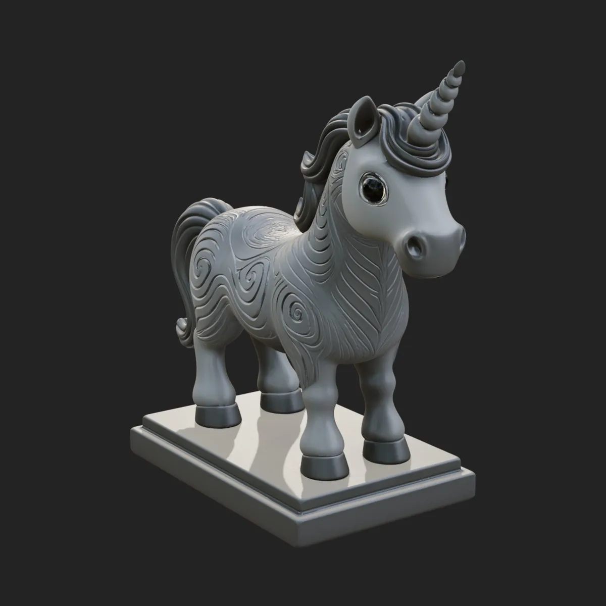 Cute Cartoon Unicorn Statue Design 2 - 3D Print Model 3D model 3D ...