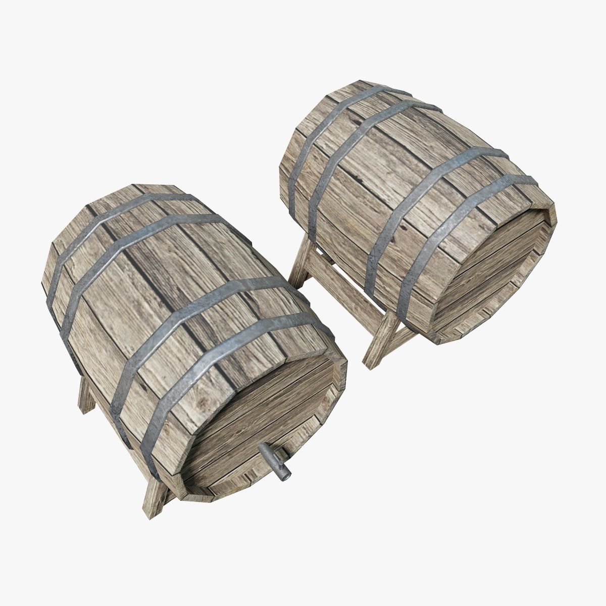 Wooden Barrel Collection PBR Low-poly 3D model_12