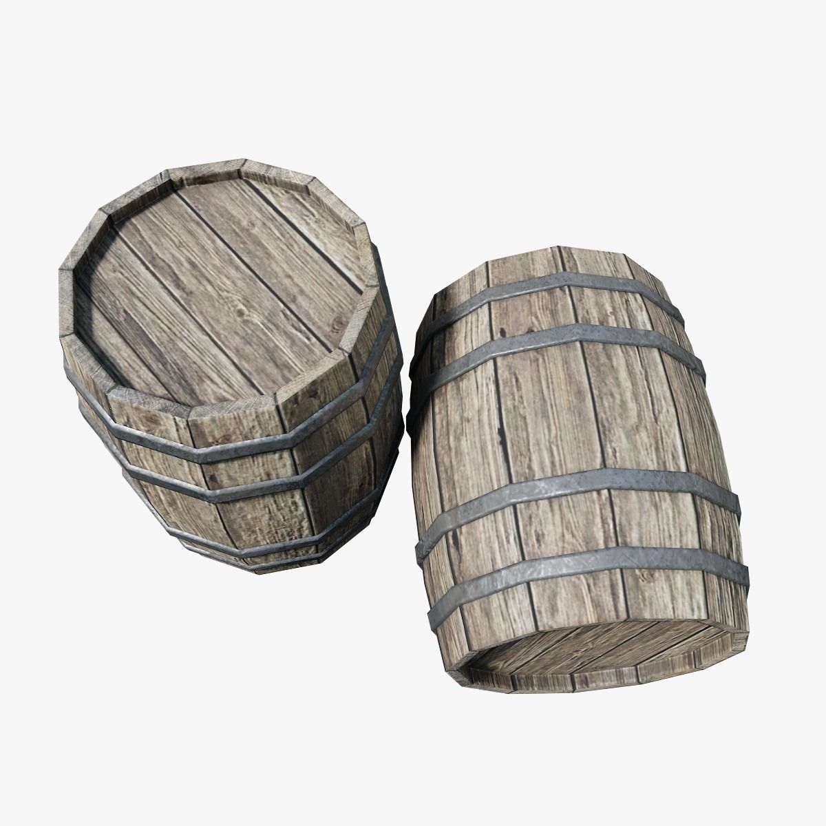 Wooden Barrel Collection PBR Low-poly 3D model_2