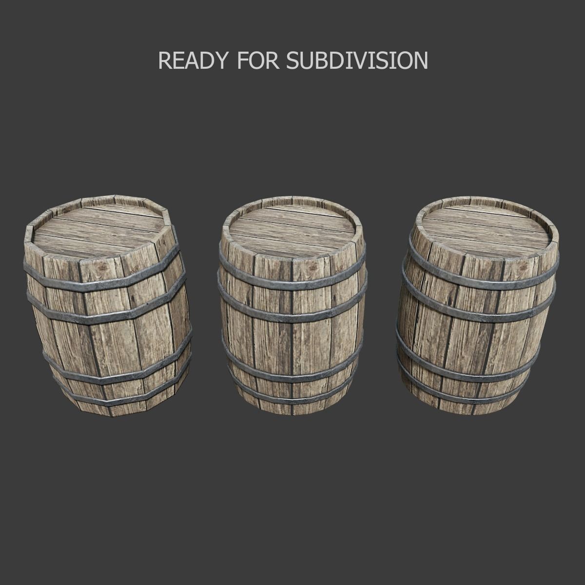 Wooden Barrel Collection PBR Low-poly 3D model_4