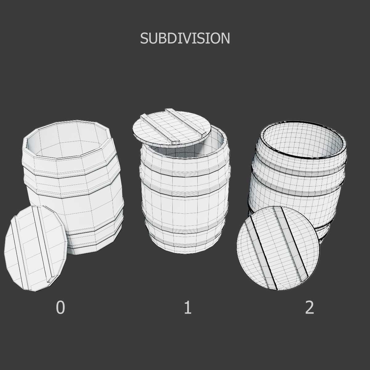 Wooden Barrel Collection PBR Low-poly 3D model_10