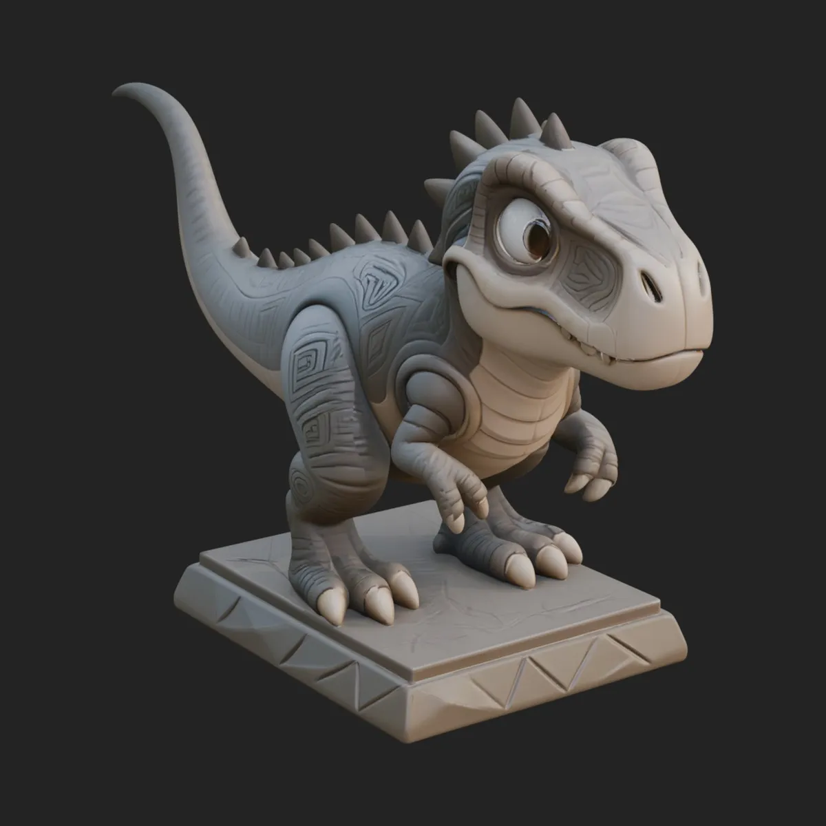 Cute Cartoon Dinosaur Statue Design 2 - 3D Print Model 3D model 3D ...