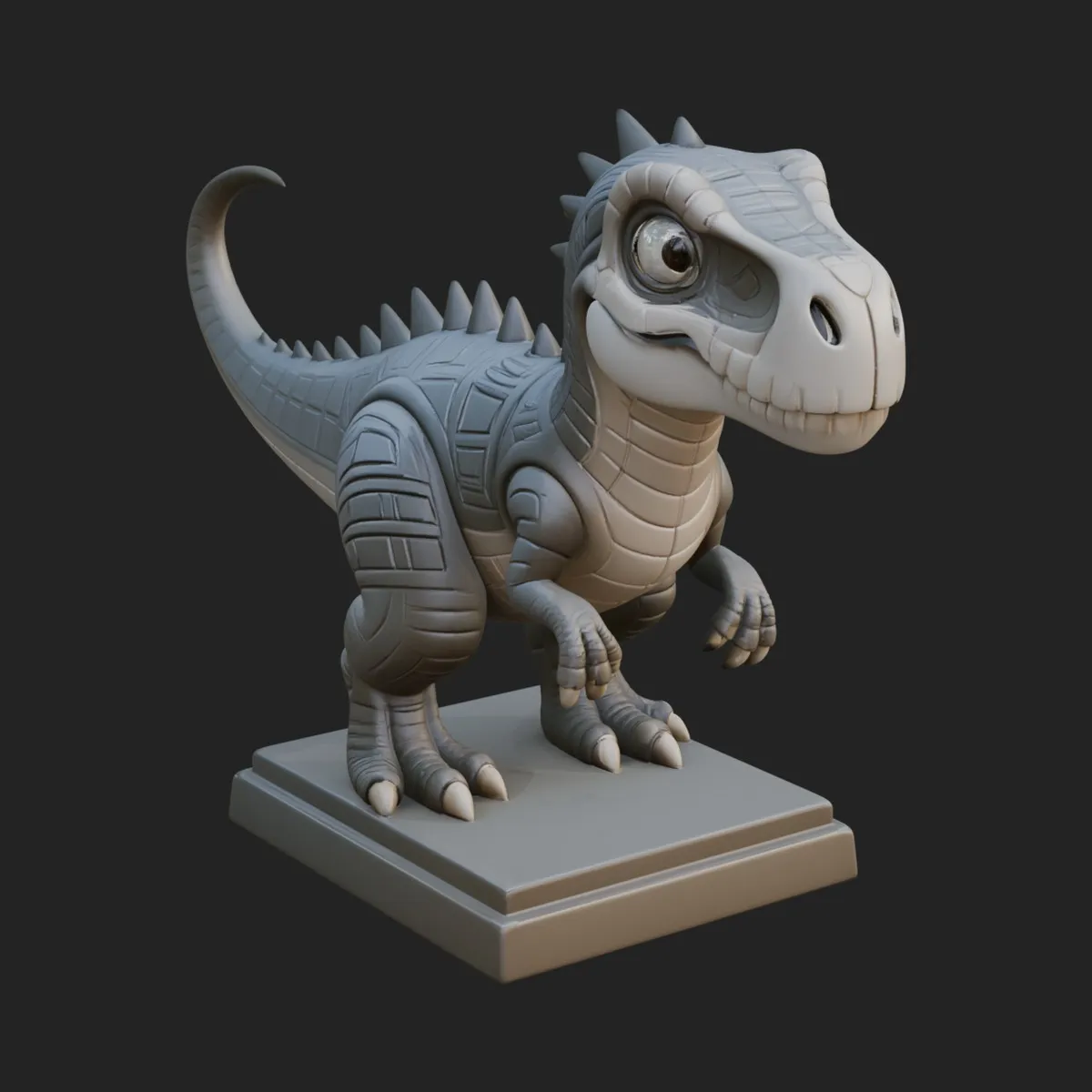 Cute Cartoon Dinosaur Statue Design 3 - 3D Print Model 3D model 3D ...