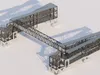 Steel Pedestrian Bridge with Stairs-Industrial Truss Structure 3D model ...
