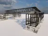 Steel Pedestrian Bridge with Stairs-Industrial Truss Structure 3D model ...