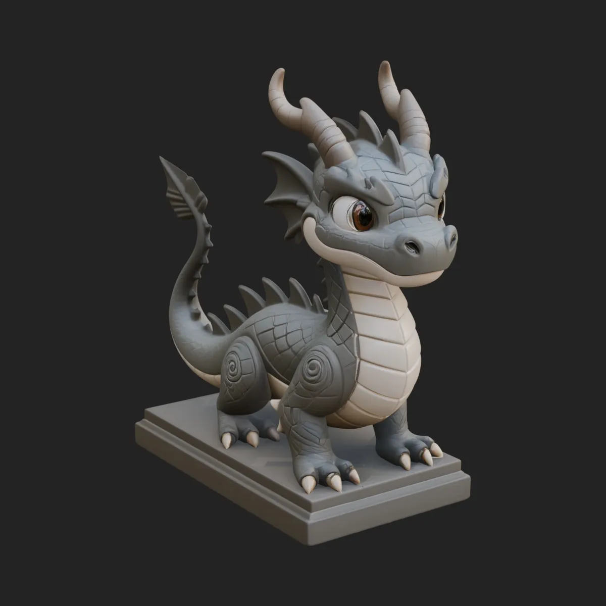 Cute Cartoon Dragon Statue Design 2 - 3D Print Model 3D model 3D ...