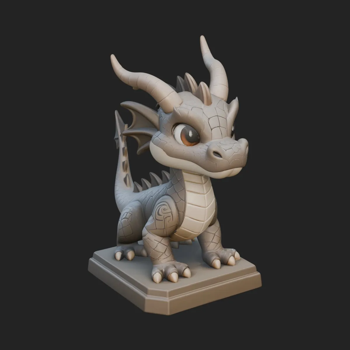 Cute Cartoon Dragon Statue Design 3 - 3D Print Model 3D model 3D ...