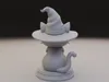 Cute Chibi Black Cat Witch Hat Halloween Statue Spooky Kitty 3D model ...