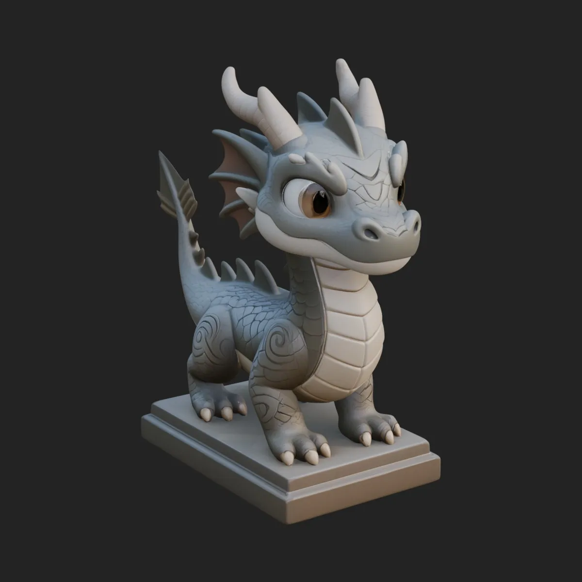 Cute Cartoon Dragon Statue Design 4 - 3D Print Model 3D model 3D ...