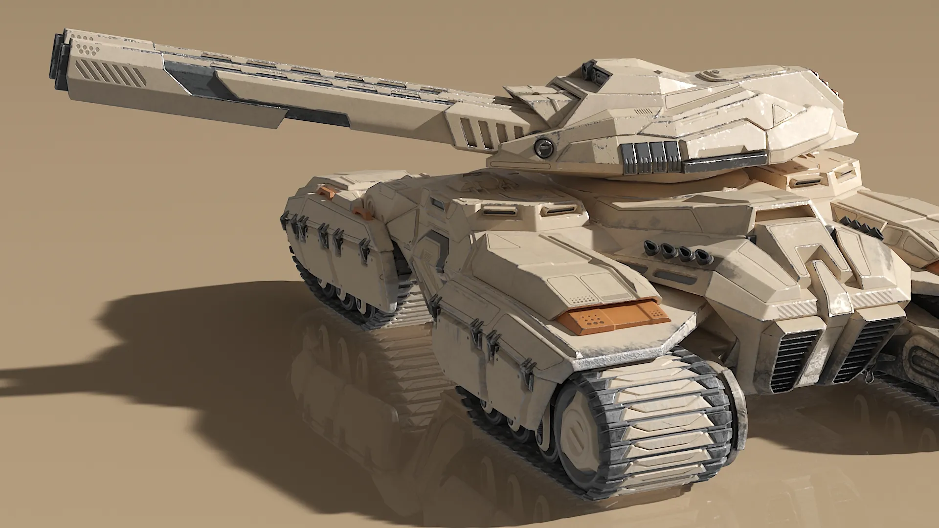 Sci Fi Artillery Battle Tank Sand Color Rigged 3D model rigged | CGTrader