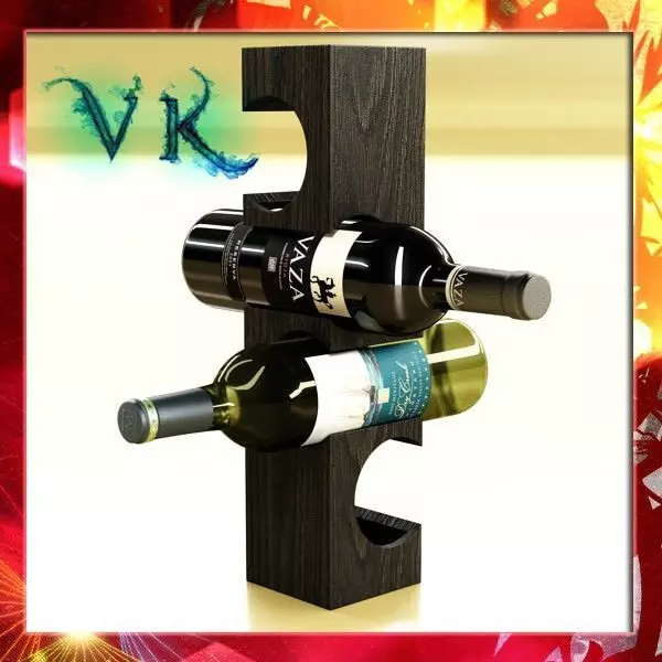 Wine Rack 6 and 2 Wine Bottles 3D model_0