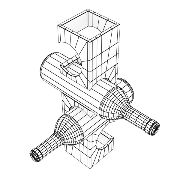 Wine Rack 6 and 2 Wine Bottles 3D model_8