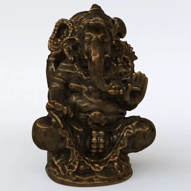 Ganesha bronze statue of lord 3D model_0