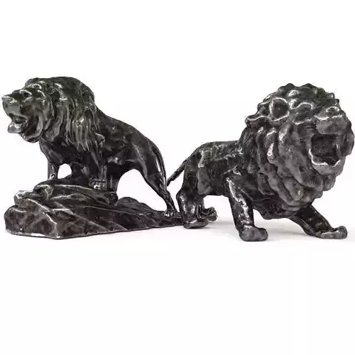Lions pair of bronze lion bookends