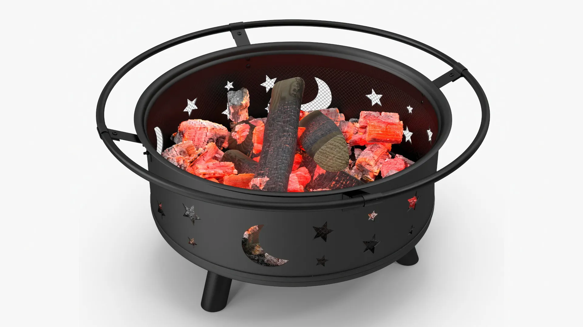 Open Pite Sign Outdoor Fire Pit with Firewood Open 3D model | CGTrader