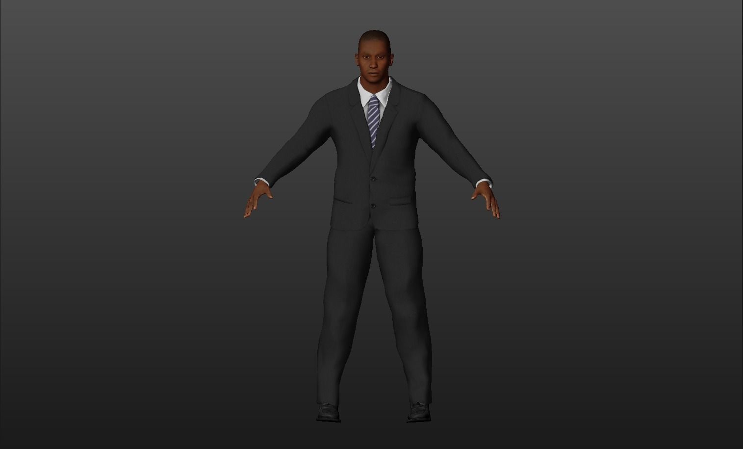Black-skinned man Low-poly 3D model_0