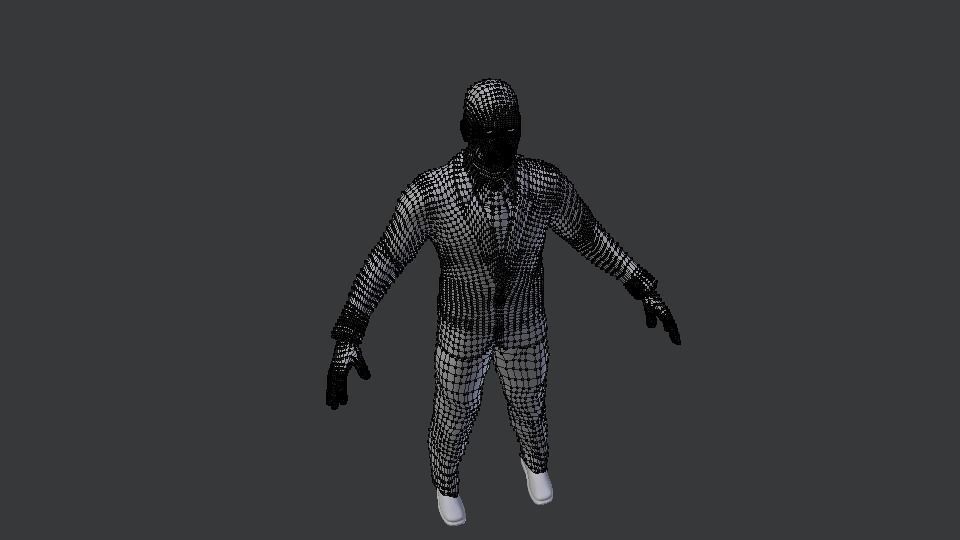 Black-skinned man Low-poly 3D model_4