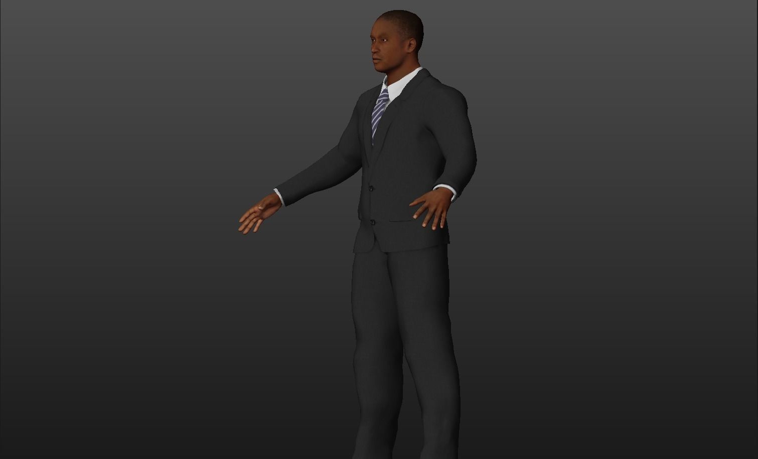 Black-skinned man Low-poly 3D model_1