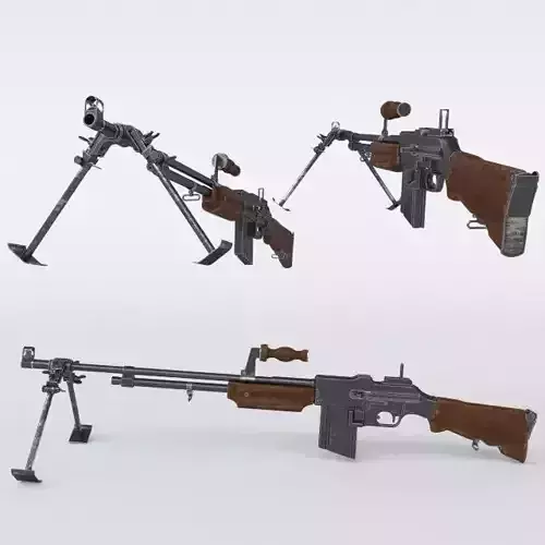 Rifleautomat machine gun with two different views 3D model