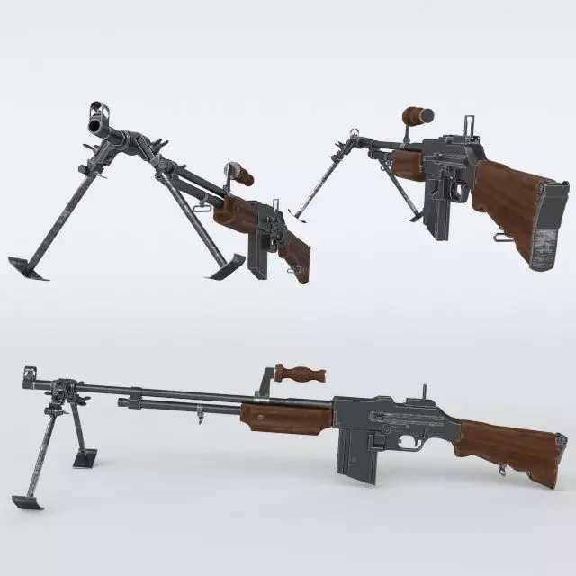 Rifleautomat machine gun with two different views 3D model_0