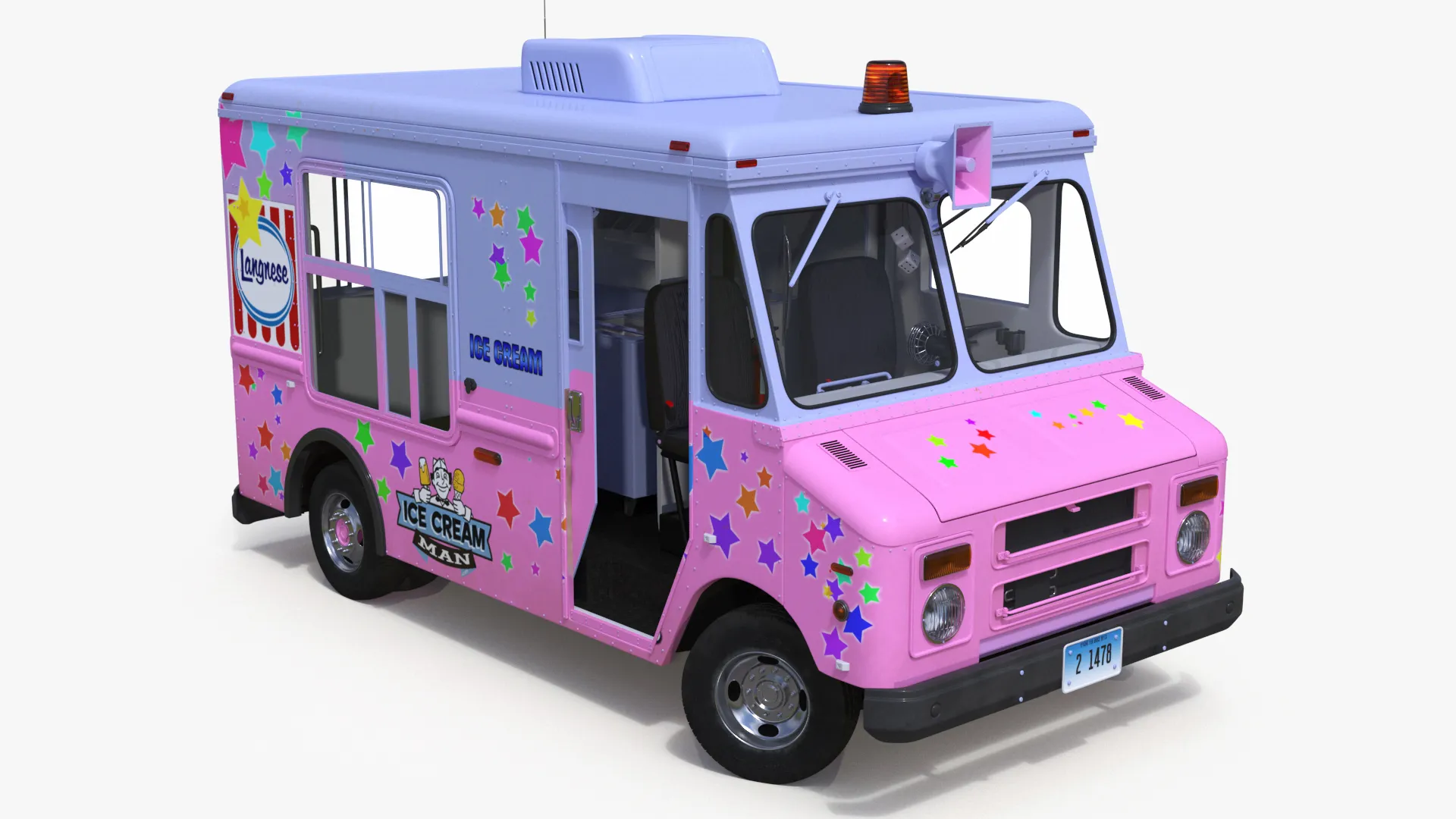 Ice Cream Truck with Star Decals and Branding Rigged 3D model rigged ...