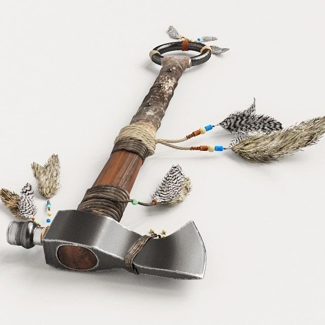 Tamohawk native american axe 3D model_1