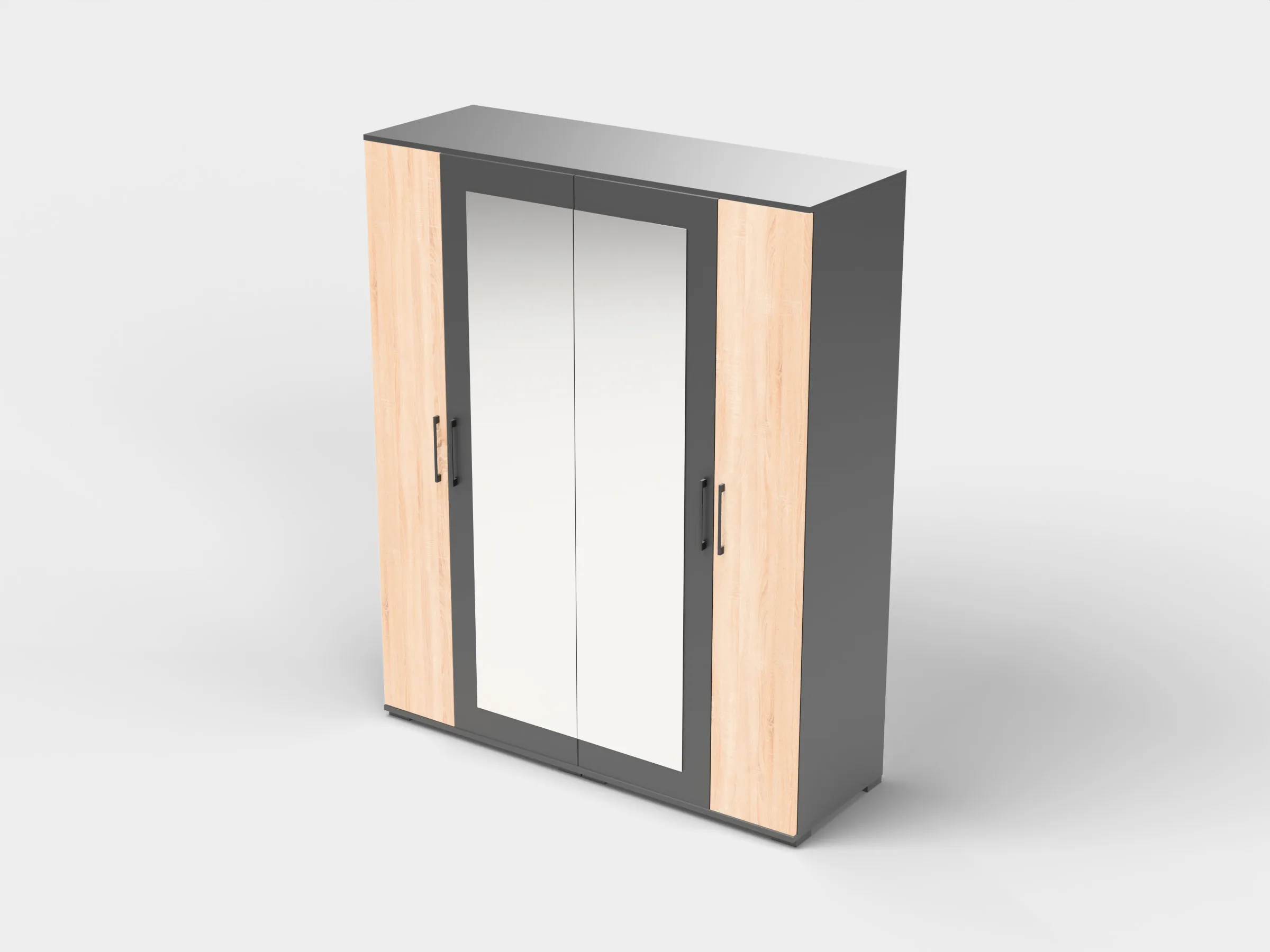 Mirrored Wardrobe With Anthracite Frame 3D model animated rigged | CGTrader
