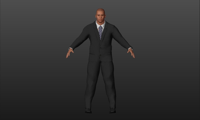 ManWhite man in suit Low-poly 3D model