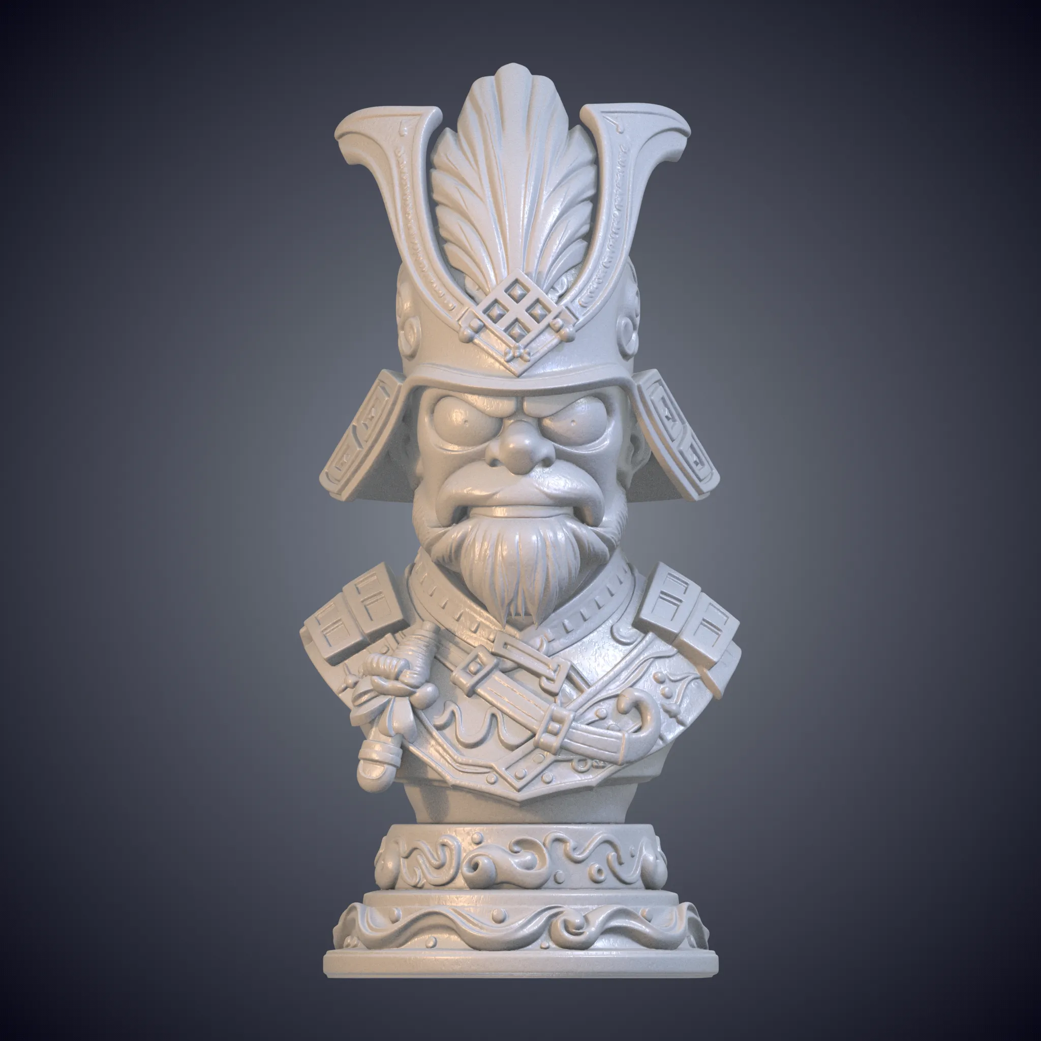 Japanese Samurai Warrior Helmet Cartoon Bust Statue GPM-523 3D model 3D ...