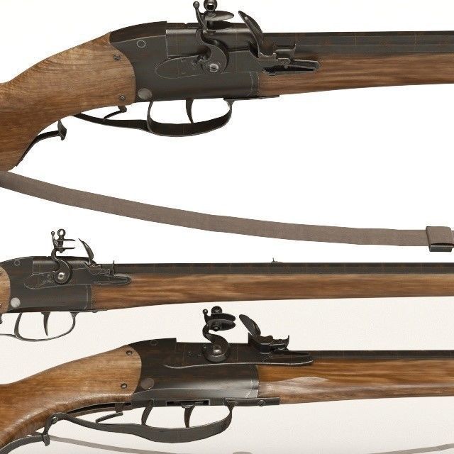 Longfire flintlock bolt action rifle 3D model_1