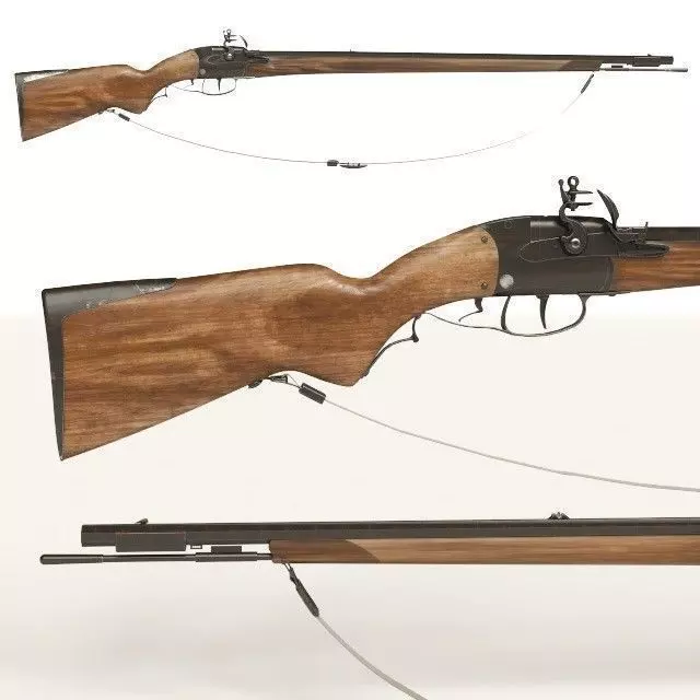 Longfire flintlock bolt action rifle 3D model_0