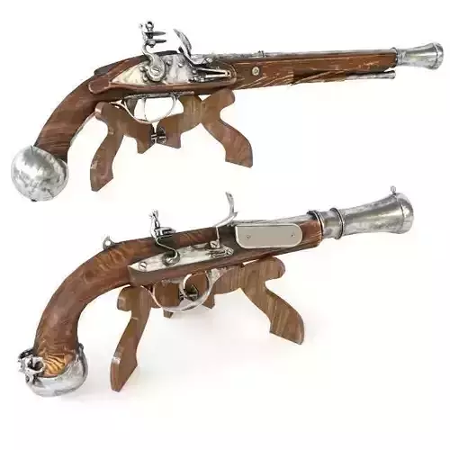 Pistols two flintlock 3D model