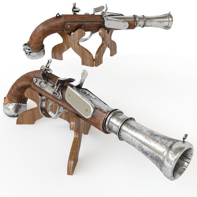 Pistols two flintlock 3D model_2