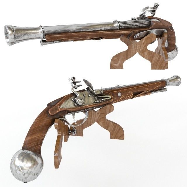 Pistols two flintlock 3D model_4