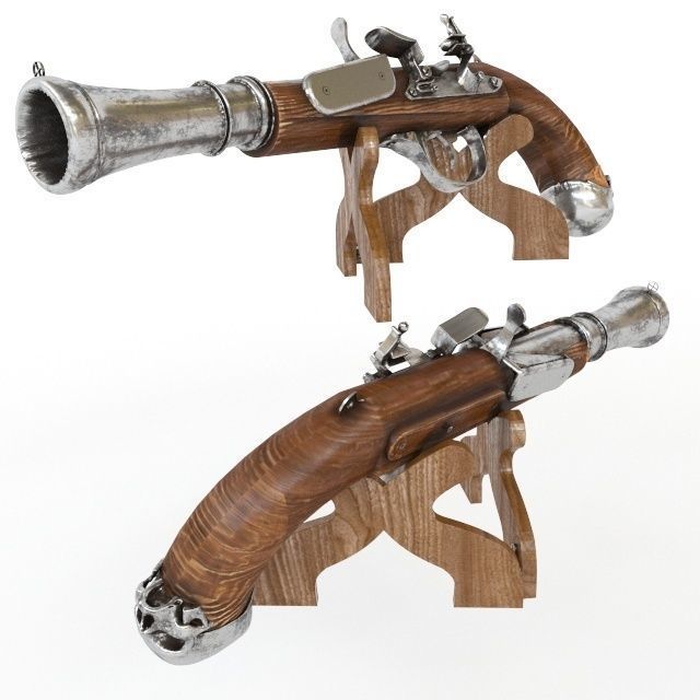 Pistols two flintlock 3D model_3