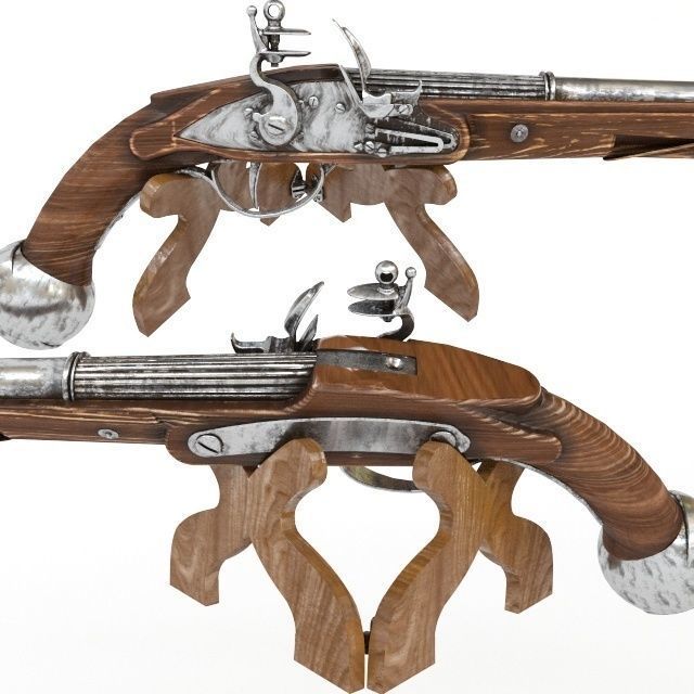 Pistols two flintlock 3D model_5