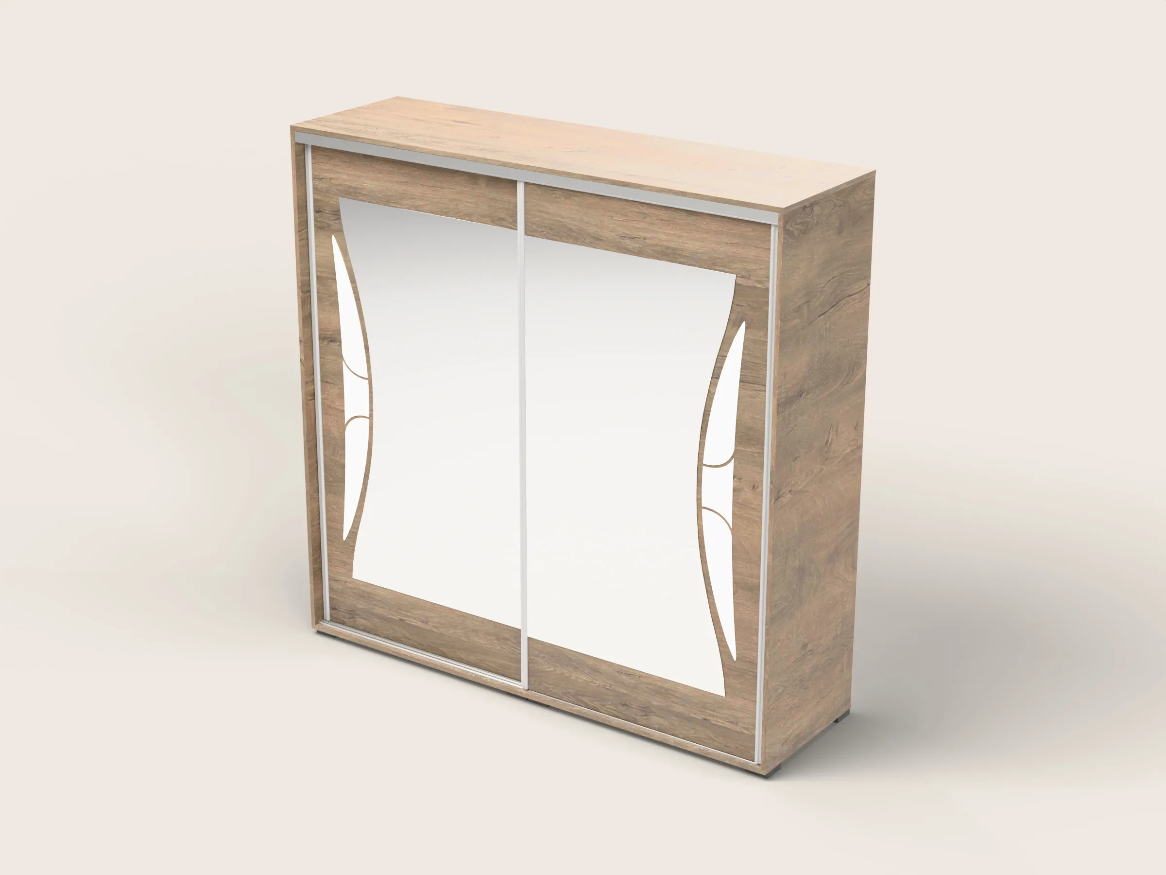 Neutral Point Cg Bedroom Wardrobe With Decorative Mirror Panels 3D model animated rigged ...