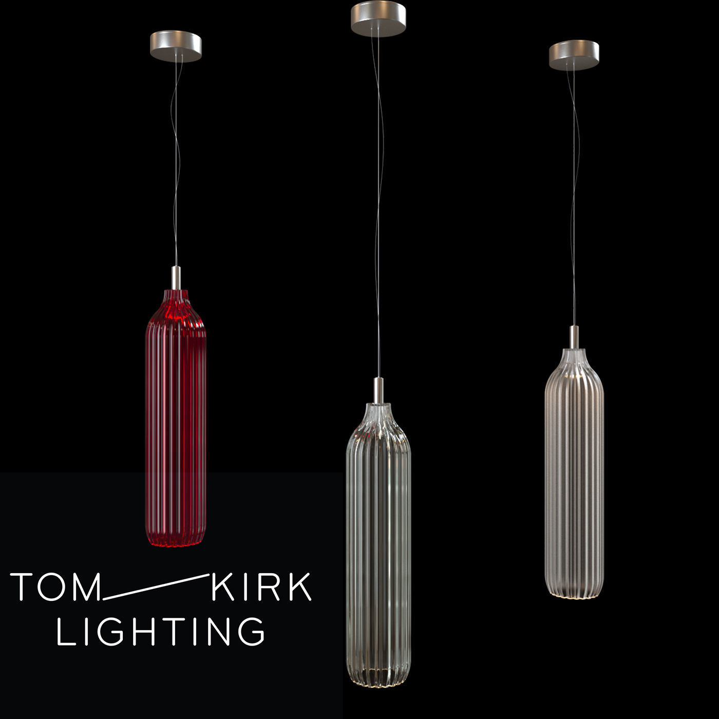 Flute Pendant by Tom Kirk Lighting 3D model_1